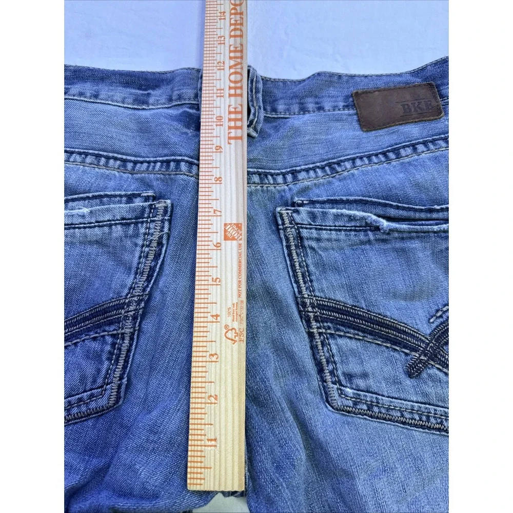 BKE Buckle Carter Straight Jeans Men 34R  Blue Fade Whiskered Western Denim